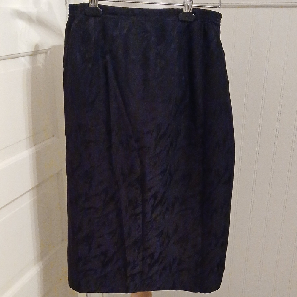 Anne Crimmins 100% Silk Chic Black Pencil Skirt for Women